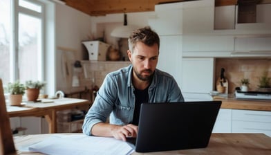 man planning home renovation in his own home